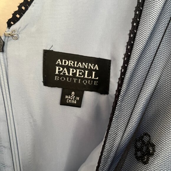 Adrianna Papell Boutique Women's Blue with Black Beaded Dress Size 8 - Picture 3 of 6